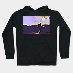 Cat Watching Sunset Cute Hoodie